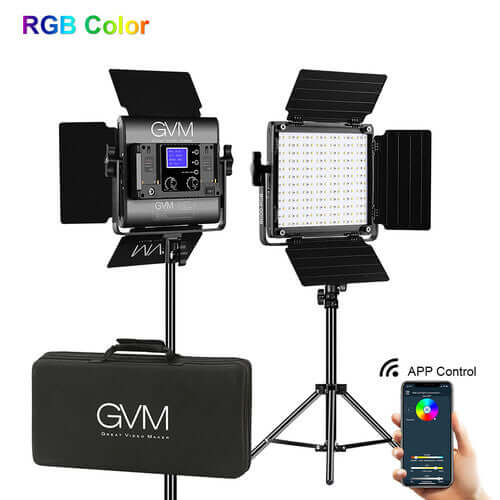 GVM juego completo de iluminación LED RGB con dos lámparas GVM 800D RGB Luz Continua GVM juego completo de iluminación LED RGB con dos lámparas GVM 800D RGB para entrega inmediata en nuestras tiendas de Escazú y Curridabat. Tienda en línea con envíos a to