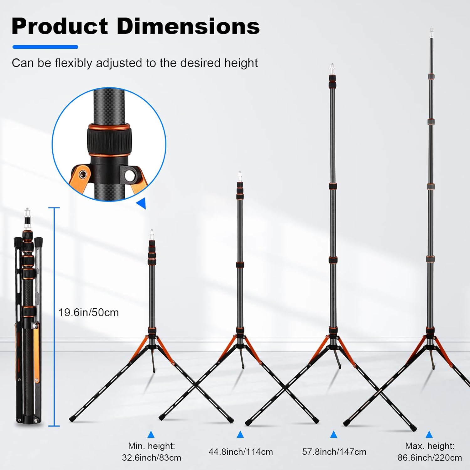 Pedestal compacto de fibra de carbono Nano