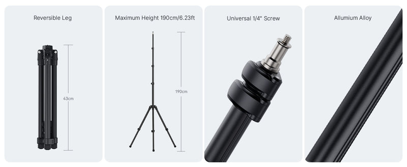 Soporte de Luz de Aluminio Reversible y Portátil para Estudio TT43