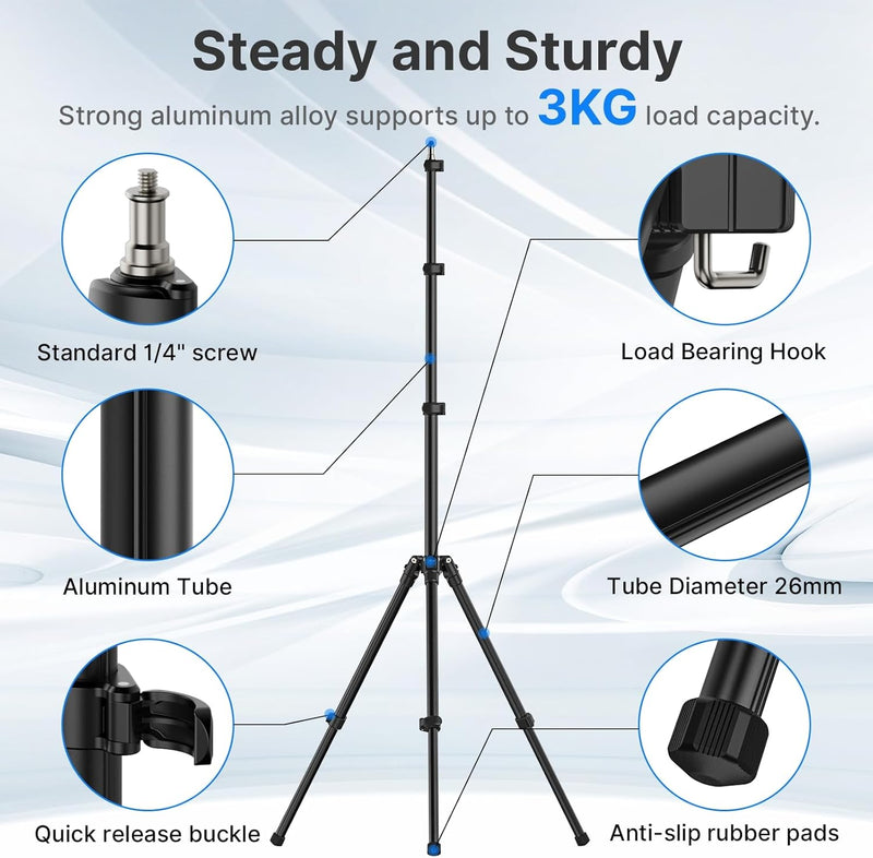 Soporte de Luz de Aluminio Reversible y Portátil para Estudio TT43