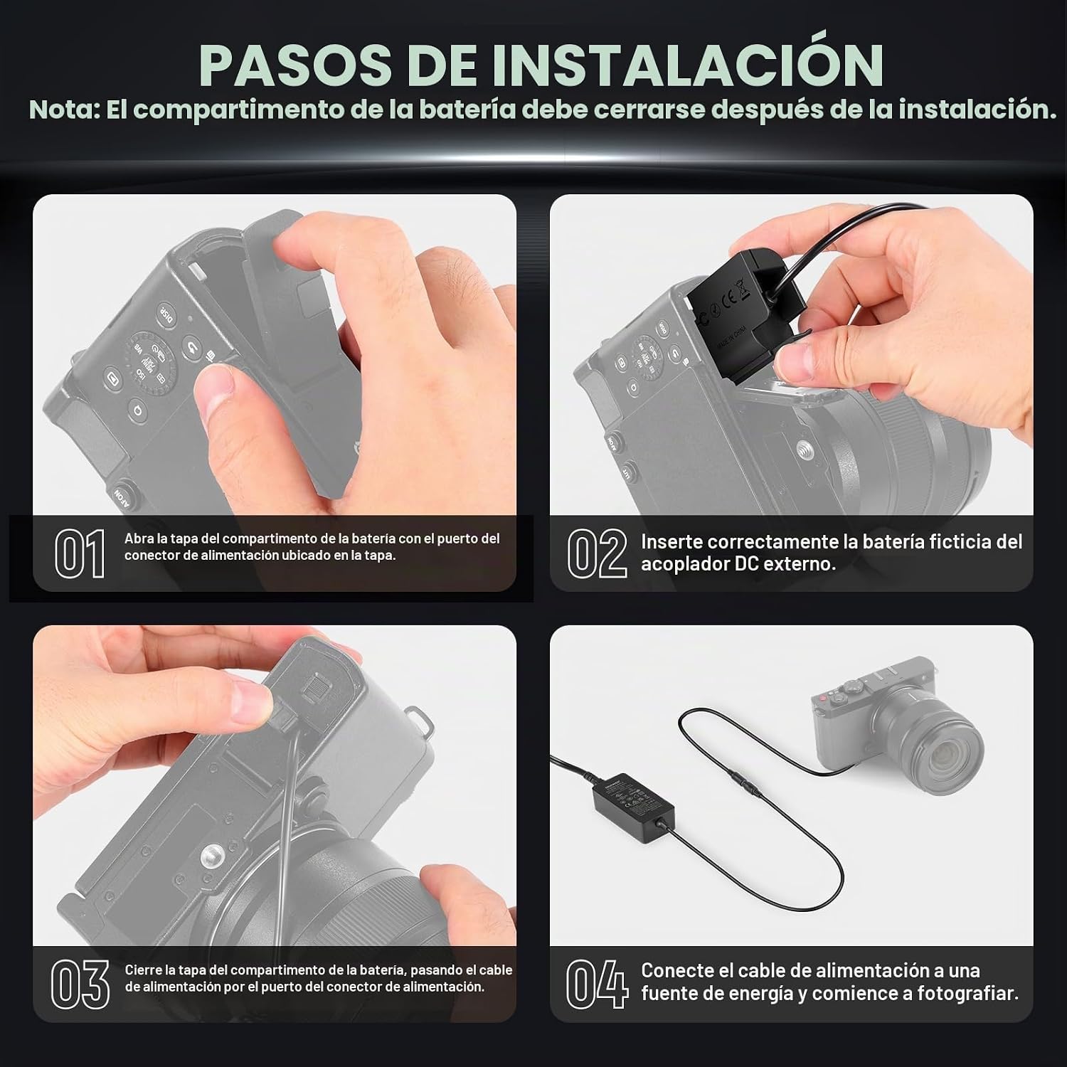 Kit de adaptador y acoplador de CC para Lumix