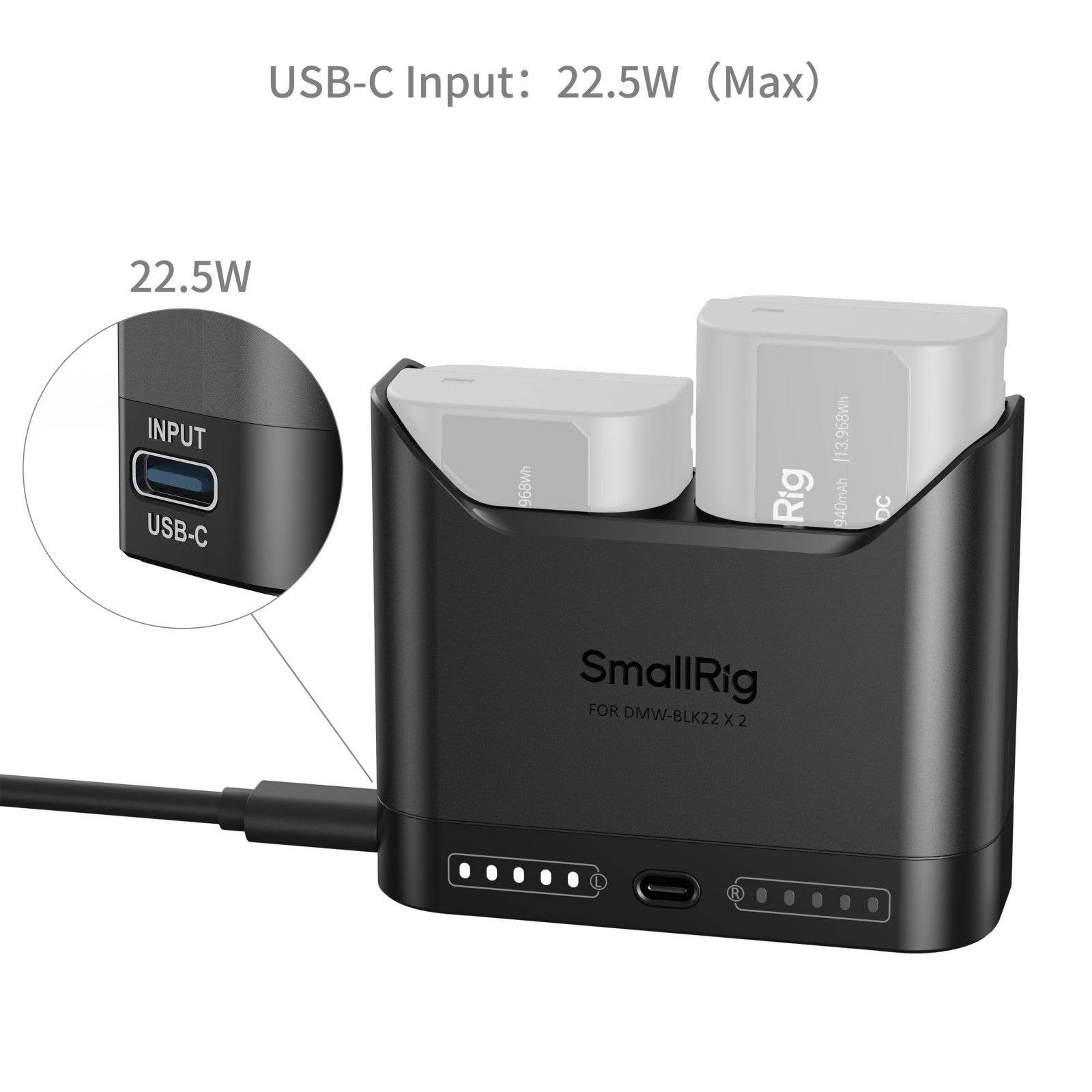 Cargador Dual para Batería DMW-BLK22, SmallRig