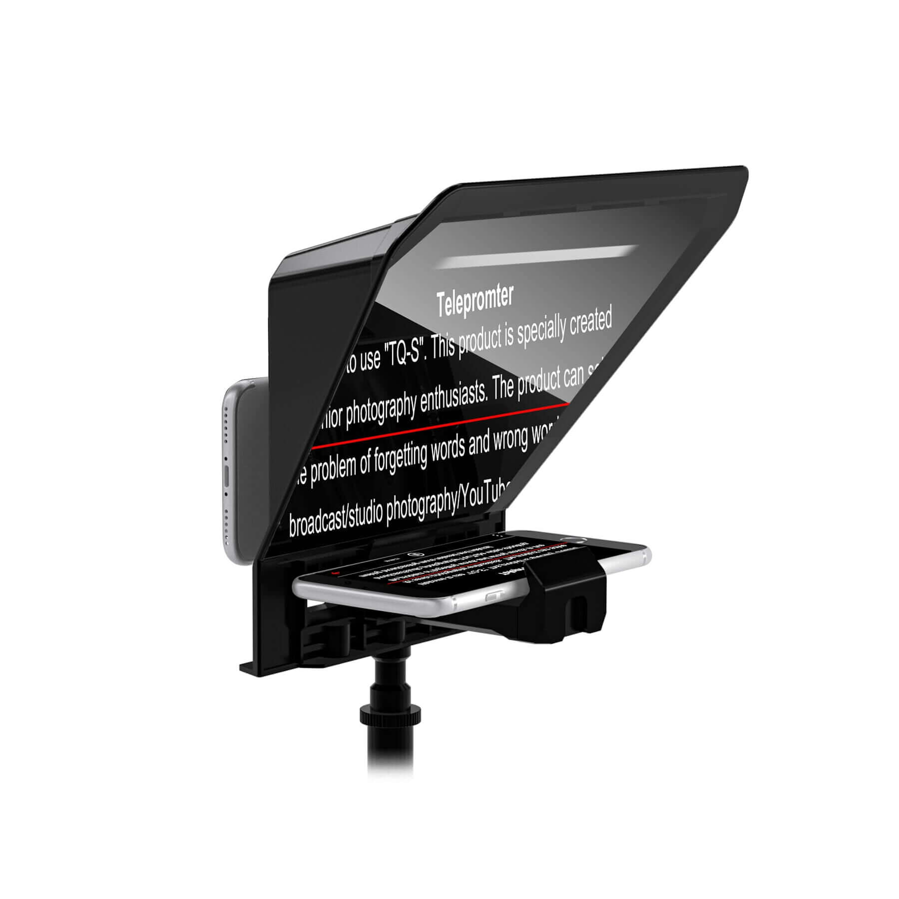 Teleprompter TQ-S para teléfonos y tabletas Teleprompter Teleprompter TQ-S para teléfonos y tabletas para entrega inmediata en nuestras tiendas de Escazú y Curridabat. Tienda en línea con envíos a toda Costa Rica. Garantía en Costa Rica.