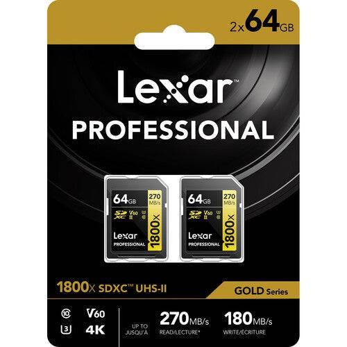 Lexar Pro SDXC 1800x UHS-II 64GB 2-Pack - Tarjeta de memoria - Disponible para pedido especial, identificador pedido especial - Equipo Fotográfico | Costa Rica