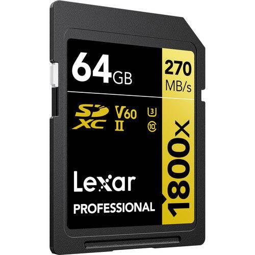 Lexar Pro SDXC 1800x UHS-II 64GB - Tarjeta de memoria - Con existencia - Equipo Fotográfico | Costa Rica