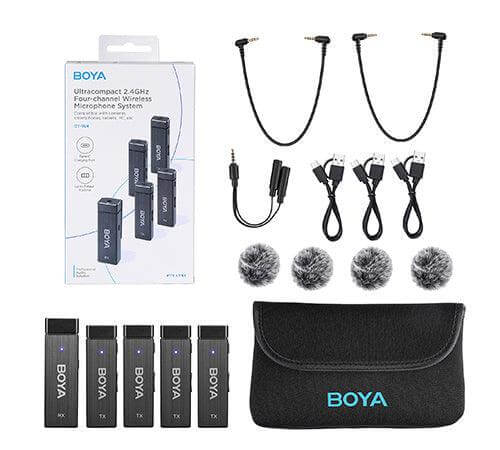 micrófono inalámbrico compacto de 4 canales Boya W4