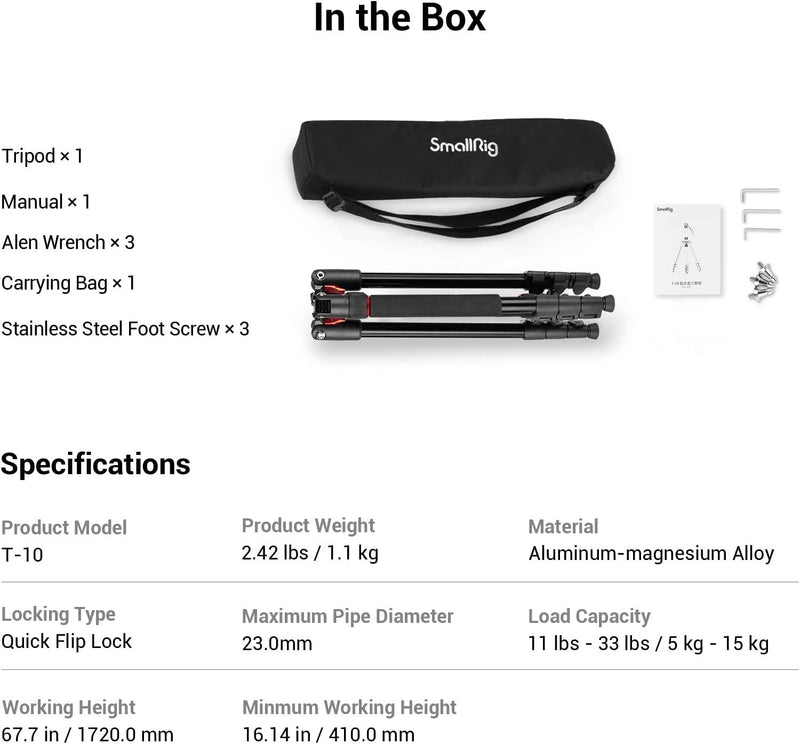 Trípode SmallRig T-10,Tripode,Equipo Fotográfico | Costa Rica,Trípode SmallRig T-10